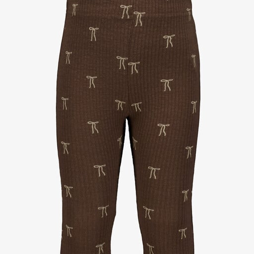 Flared meisjes broek met strikjes bruin
