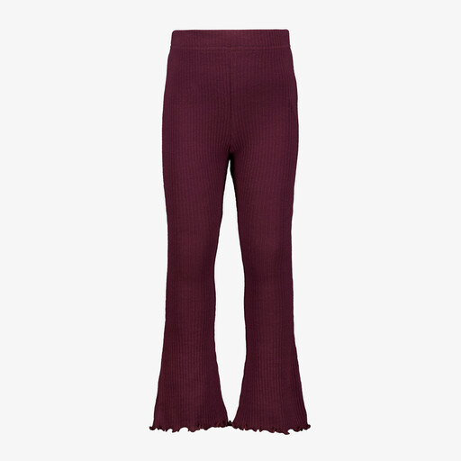 Flared meisjes broek met ribstructuur bordeauxrood
