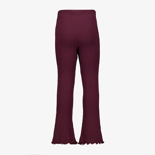 Flared meisjes broek met ribstructuur bordeauxrood