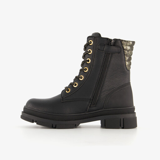 Meisjes veterboots zwart goud