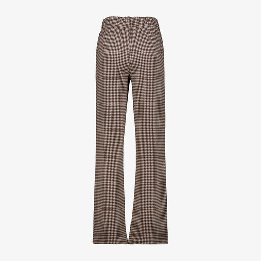 Dames wide leg broek geruit bruin