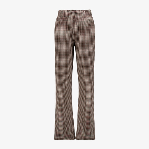 Dames wide leg broek geruit bruin