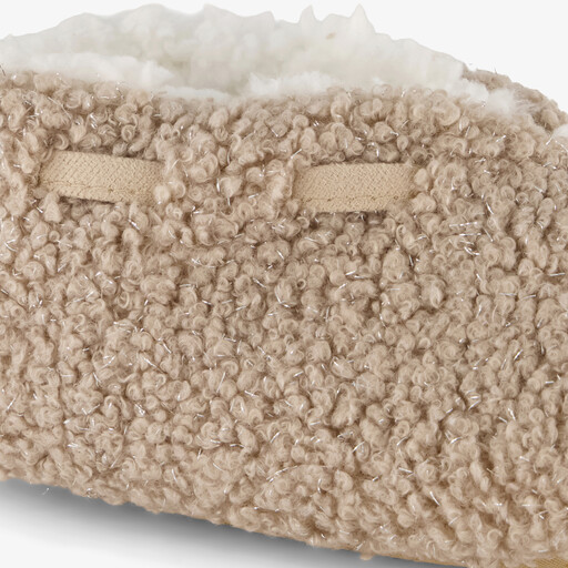 Gevoerde dames teddy sloffen beige