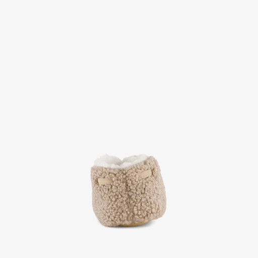 Gevoerde dames teddy sloffen beige