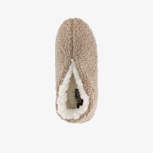 Gevoerde dames teddy sloffen beige