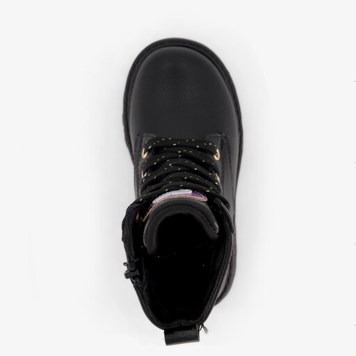 Meisjes veterboots met hartjes zwart