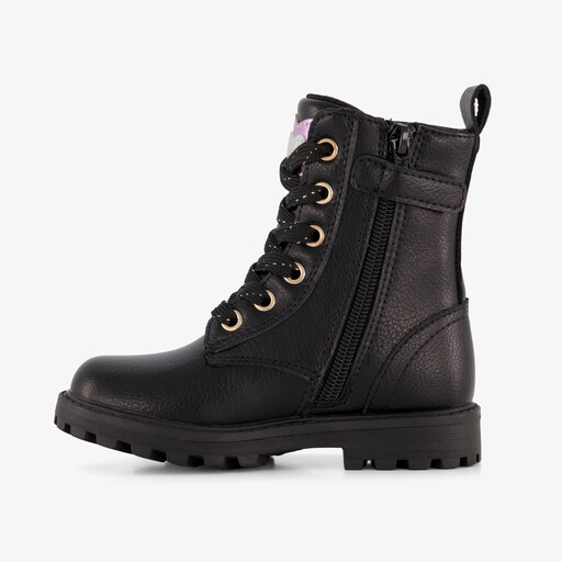 Meisjes veterboots met hartjes zwart