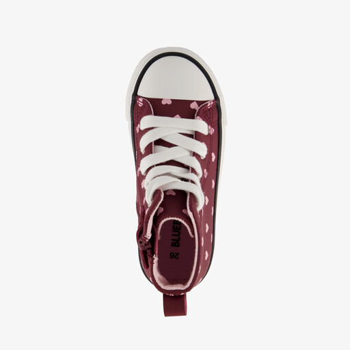 Hoge meisjes sneakers met hartjes roze