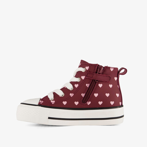 Hoge meisjes sneakers met hartjes roze