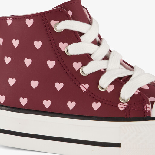 Hoge meisjes sneakers met hartjes roze