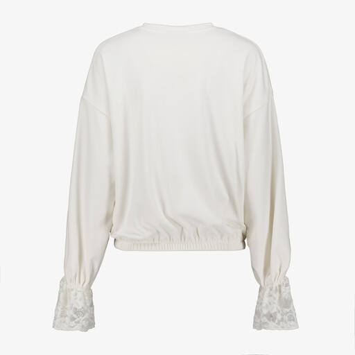 Dames sweater met kanten details wit