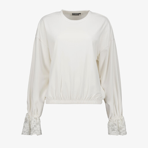 Dames sweater met kanten details wit