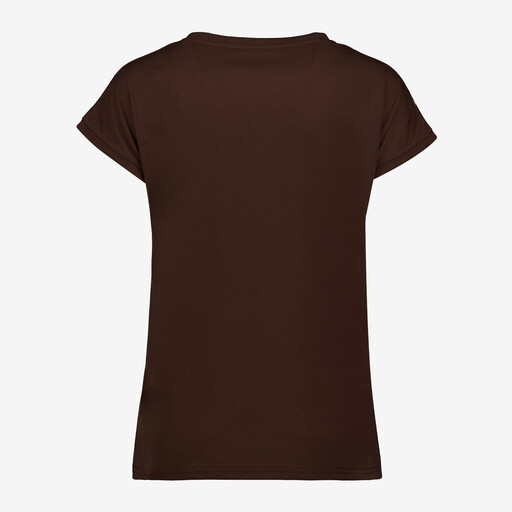 Dames T-shirt met stippen bruin wit