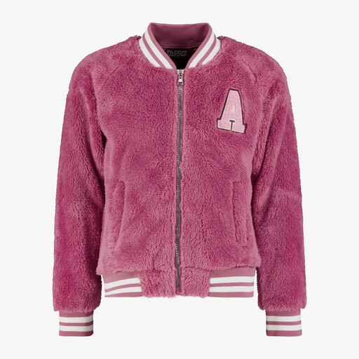 Furry meisjes baseball vest roze