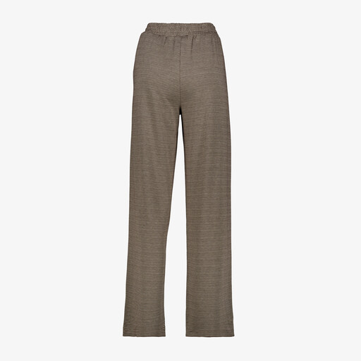 Dames wide leg pantalon met print beige bruin