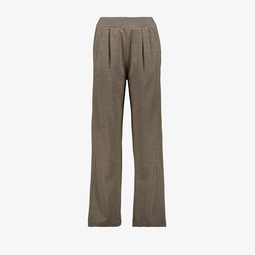 Dames wide leg pantalon met print beige bruin