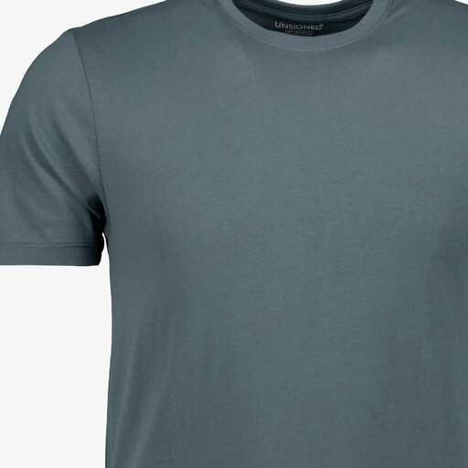 Heren T-shirt blauw-groen katoen ronde hals