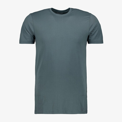 Heren T-shirt blauw-groen katoen ronde hals