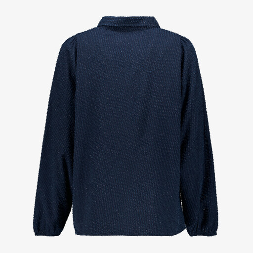 Dames blouse met subtiele glitters donkerblauw