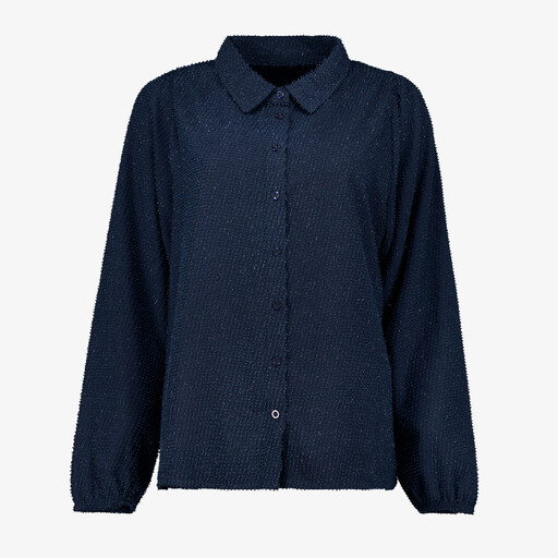 Dames blouse met subtiele glitters donkerblauw
