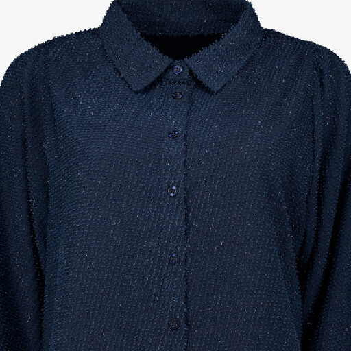 Dames blouse met subtiele glitters donkerblauw