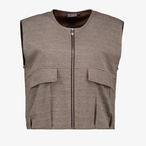 Dames gilet met print beige bruin
