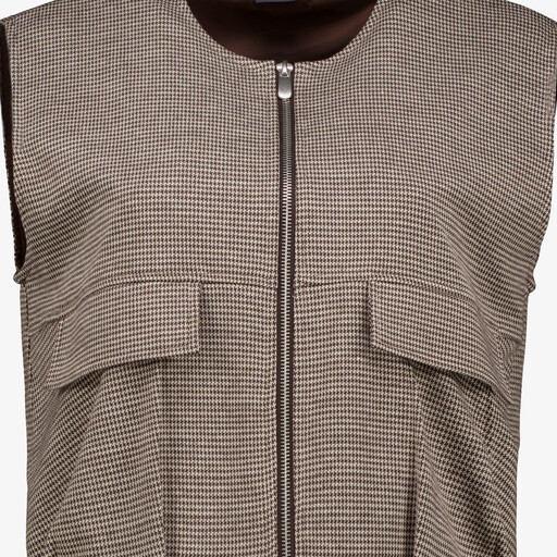 Dames gilet met print beige bruin