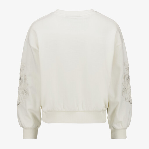 Meisjes sweater met bloem detail ecru
