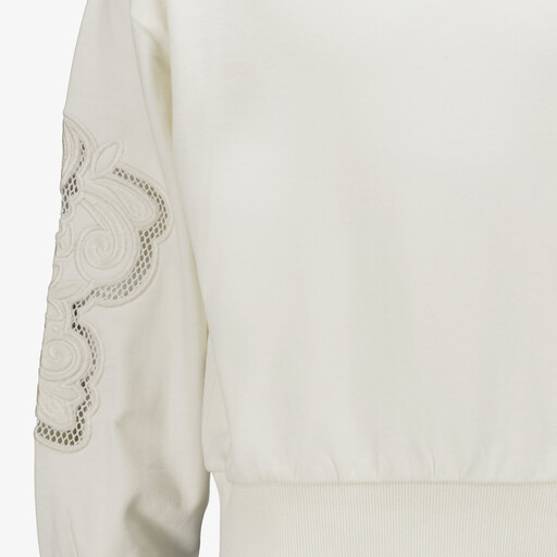 Meisjes sweater met bloem detail ecru