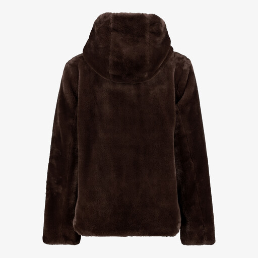 Reversible dames winterjas met imitatiebont bruin
