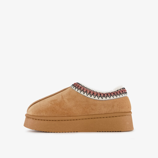 Gevoerde meisjes pantoffels camel bruin