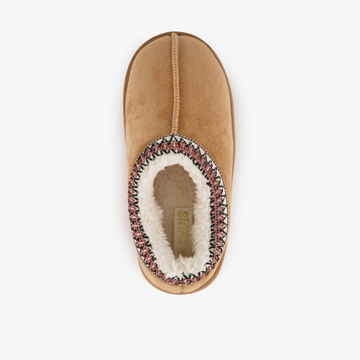 Gevoerde meisjes pantoffels camel bruin