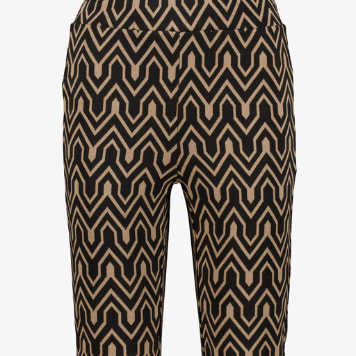 Flared dames broek met grafisch print zwart bruin