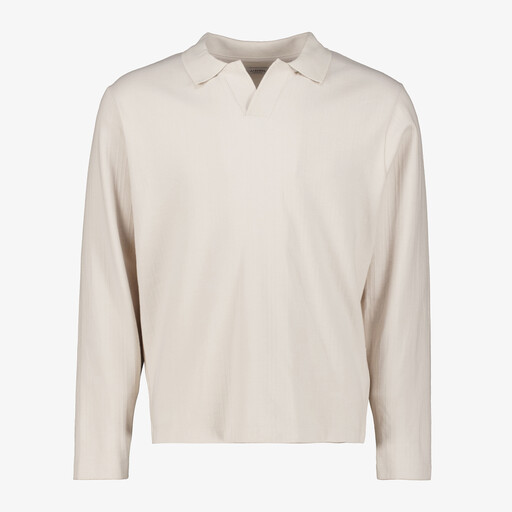 JJ Rebel heren split neck sweater beige