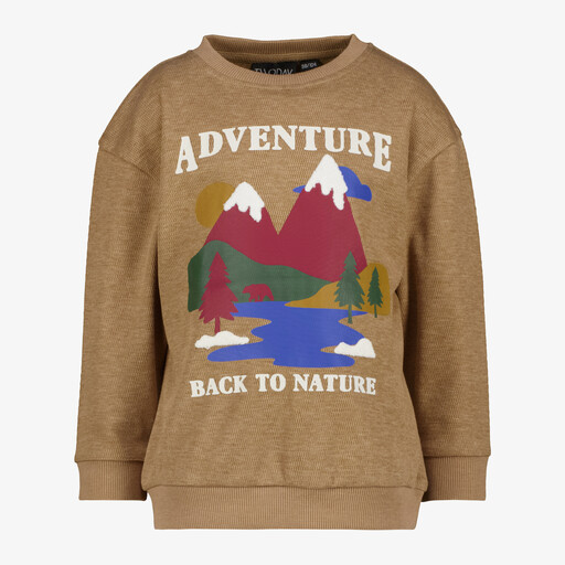 Jongens sweater met natuurprint beige