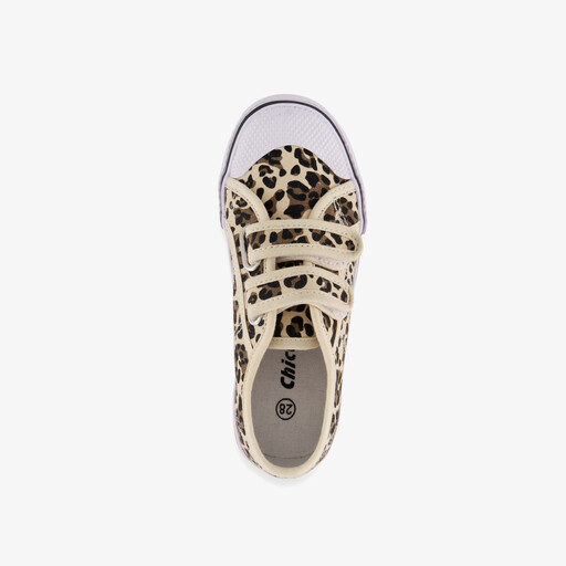 Meisjes gymschoenen met panterprint beige