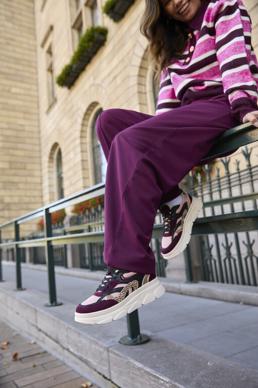 Dames dad sneakers bordeaux roze
