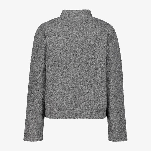 Dames bouclé bomber jas grijs