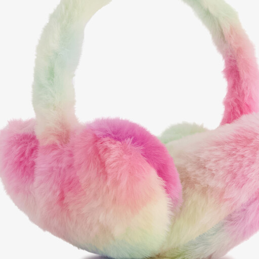 Meisjes oorwarmers met hartjes roze groen