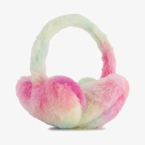Meisjes oorwarmers met hartjes roze groen