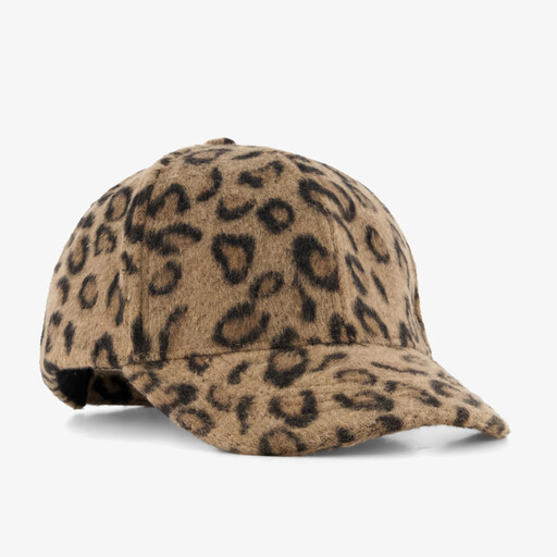 Dames pet met panterprint beige