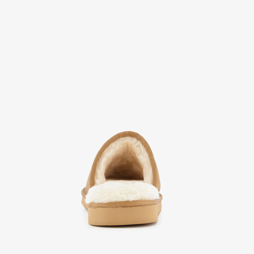 Suède heren pantoffels cognac