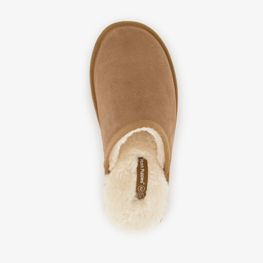 Suède heren pantoffels cognac