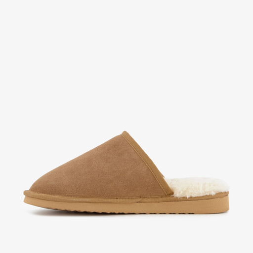 Suède heren pantoffels cognac