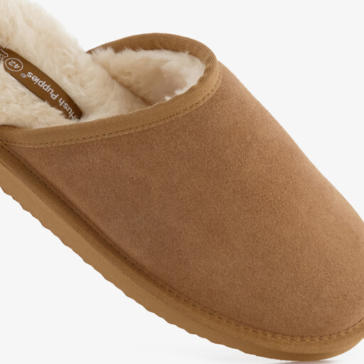 Suède heren pantoffels cognac