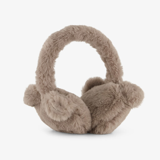 Meisjes imitatiebont oorwarmers met oortjes taupe