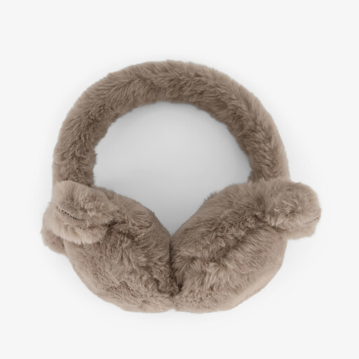 Meisjes imitatiebont oorwarmers met oortjes taupe