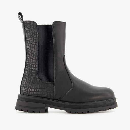 Meisjes Chelsea boots met croco details zwart