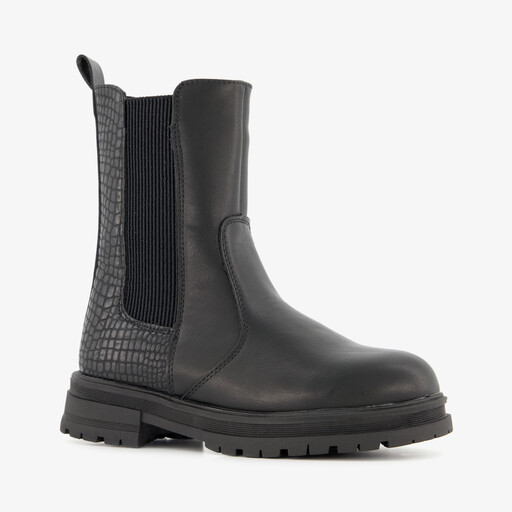 Meisjes Chelsea boots met croco details zwart