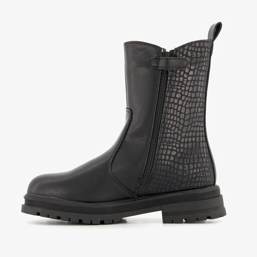 Meisjes Chelsea boots met croco details zwart